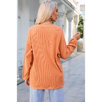 Orange Bow Pumpkin Graphic Crewneck Corded Thanksgiving Sweatshirt - L thumbnail