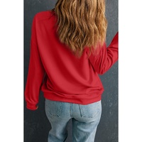 Red Heat Transfer HOLLY JOLLY Printing Christmas Pullover Sweatshirt - L thumbnail
