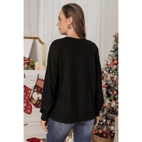 Black Glittering Merry and Bright Graphic Christmas Pullover Sweatshirt - S thumbnail