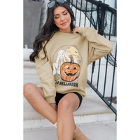 Parchment Spooky Pumpkin Graphic Crewneck Halloween Sweatshirt - L thumbnail