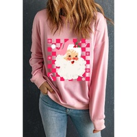 Pink Fancy Checkered Father Christmas Graphic Sweatshirt - L thumbnail