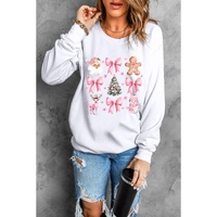 Beige Christmas Theme Pattern Pullover Sweatshirt - L thumbnail