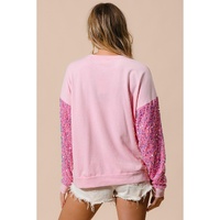 Pink Sequined Santa Claus Long Sleeve Christmas Sweatshirt - 2XL thumbnail
