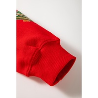 Red Sequin Christmas Tree Graphic Drop Shoulder Sweatshirt - S thumbnail