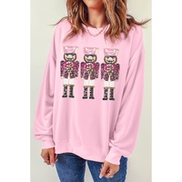 Pink Christmas Nutcracker Graphic Pullover Sweatshirt - L thumbnail