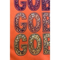 Orange Thanksgiving GOBBLE Print Round Neck Pullover Sweatshirt - M thumbnail