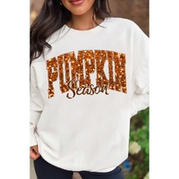 Beige Heat-transfer PUMPKIN Season Printed Crewneck Thanksgiving Sweatshirt - 2XL thumbnail