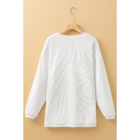 White JOY to the world Ribbed Crewneck Pullover Sweatshirt - M thumbnail