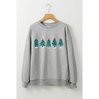 Gray 2-side Printed Christmas Tree Letter Graphic Sweatshirt - S thumbnail