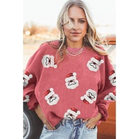 Strawberry Pink Sequin Santa Clause Christmas Corded Sweatshirt - 3XL thumbnail