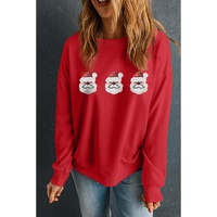 Red Sequin Father Christmas Patch Graphic Pullover Sweatshirt - 2XL thumbnail