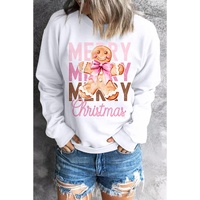 Beige Merry Christmas Gingerbread Man Graphic Sweatshirt - 2XL thumbnail
