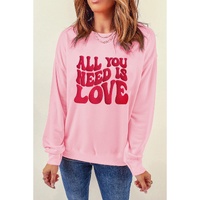 Pink ALL YOU NEED IS LOVE Valentines Slogan Printed Sweatshirt - L thumbnail