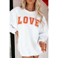 White LOVE Printed Crewneck Valentines Pullover Sweatshirt - XL thumbnail
