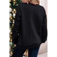 Black Merry Christmas Painted Crew Neck Graphic Sweatshirt - XL thumbnail