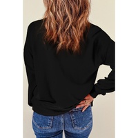 Black Chenille XOXO Patched Drop Shoulder Valentines Pullover Sweatshirt - L thumbnail