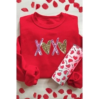 Red Heart XOXO Graphic Crewneck Valentines Pullover Sweatshirt - L thumbnail