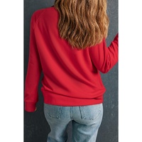 Red Bold Sequin Heart Crewneck Valentines Pullover Sweatshirt - M thumbnail