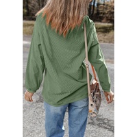Grass Green Ribbed Four Leaf Clover Graphic St. Patricks Pullover Sweatshirt - S thumbnail