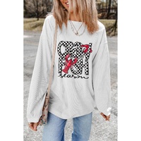 White Crawfish Season Checkered Letter Graphic Corded Sweatshirt - L thumbnail