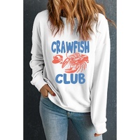 White CRAWFISH CLUB Printed Drop Shoulder Sweatshirt - M thumbnail