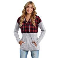 Azura Exchange Plaid Splicing Pocketed Hoodie - S thumbnail