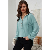 Azura Exchange High and Low Hem Hoodie with Buttoned Detail - L thumbnail