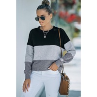 Azura Exchange Black Contrast Stitching Sweatshirt with Slits - S thumbnail