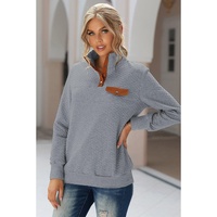 Azura Exchange Quilted Stand Neck Pullover Sweatshirt with Fake Front Pocket - M thumbnail