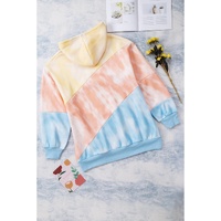 Sky Blue Colorblock Kangaroo Pocket Plus Size Hoodie - 1X thumbnail