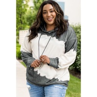 Azura Exchange Gray Tie-Dyed Color Block Plus Size Hoodie - 3X thumbnail