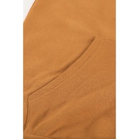 Brown Zip-Up Pocket Drawstring Hoodie Jacket - S thumbnail