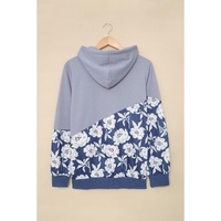 Azura Exchange Floral Splicing Cowl Neck Hoodie - 2XL thumbnail