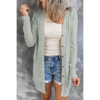 Solid Color Open-Front Buttons Cardigan - M thumbnail