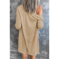 Solid Color Open-Front Buttons Cardigan - L thumbnail