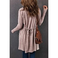 Azura Exchange Pink Tunic Back Open Front Cardigan with Pockets - S thumbnail