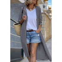 Stripe Open Front Long Cardigan - L thumbnail