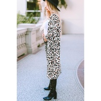 Azura Exchange Leopard Pocketed Open Front Duster Cardigan - M thumbnail