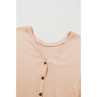 Jet Stream Ruffled V Neck Buttoned V Neck Shirt - L thumbnail