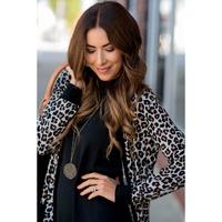Black Leopard Patched Pocket Open Front Cardigan - S thumbnail