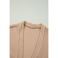 Parchment Lace Patchwork Ribbed Knit Open Front Duster Cardigan - L thumbnail
