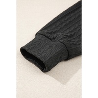 Black Textured Knit Side Pockets Open Front Cardigan - S thumbnail