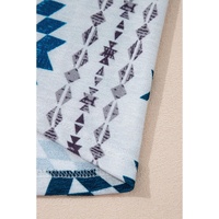 Sky Blue Western Aztec Printed Open Front Long Cardigan - L thumbnail