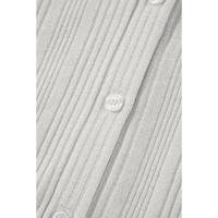 White Solid Color Ribbed Button up Tunic Cardigan - S thumbnail