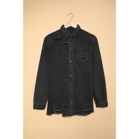 Black Ripped Denim Jacket - 2XL thumbnail