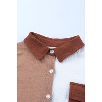 Azura Exchange Textured Color Block Long Sleeve Shirt with Pocket - L thumbnail