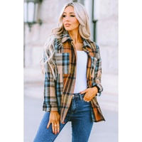 Azura Exchange Color Block Plaid Shirt with Buttoned Details - S thumbnail
