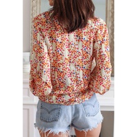 Azura Exchange Boho Floral Print Button Front Shirt - L thumbnail