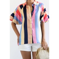 Azura Exchange Striped Puff Sleeve Buttoned Shirt - S thumbnail