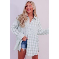 Azura Exchange Checked Patchwork Long Sleeve Shirt - M thumbnail